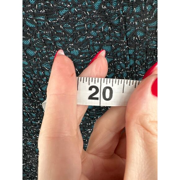 Maggy London Dress 10 Green Black Lace Mini Party Cocktail Stretch Boat Neck - Picture 8 of 8